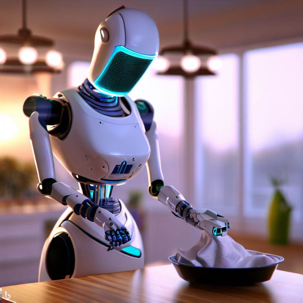 Robot humanoide limpiando en el hogar